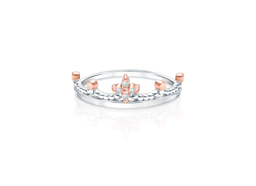 Rosabella™ Tiara, Clear CZ Children’s Two-Tone Ring for Girls – Sterling Silver
