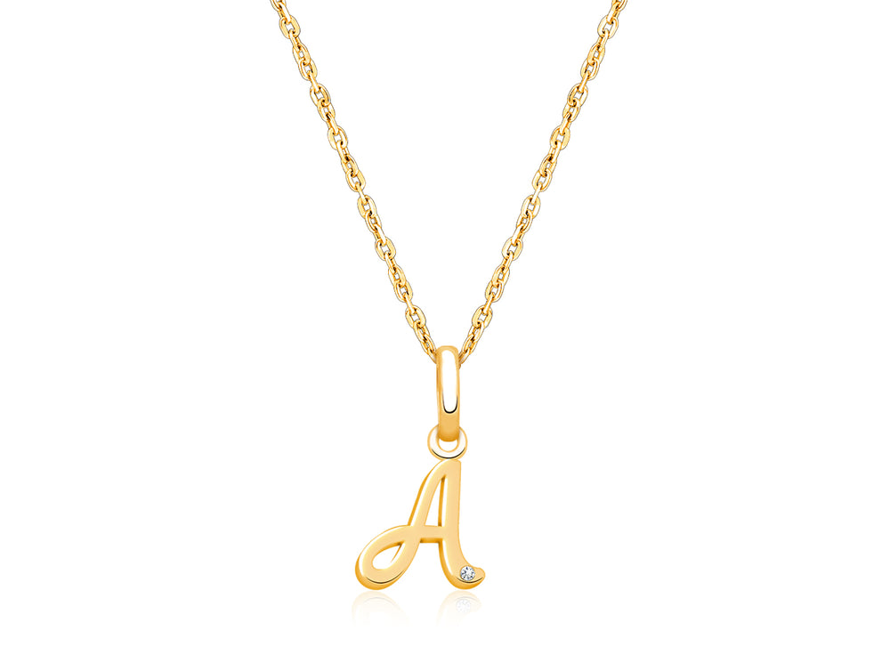 14K Gold Initial with Genuine Diamond, Personalized Teen’s Necklace for Girls – 14K Gold