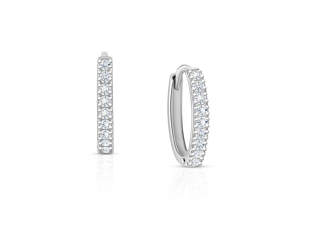 Timeless Pavé Clear CZ 11mm Huggie Hoops, First Holy Communion Earrings – Sterling Silver