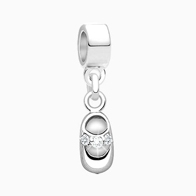 Baby Steps, Sterling Silver Baby Shoe with CZ’s – Children’s Adoré™ Dangle Charm