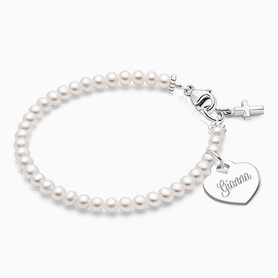 Small Round, Christening/Baptism Children’s Necklace for Girls (50+ Optional Charms & FREE Engraving) – Sterling Silver
