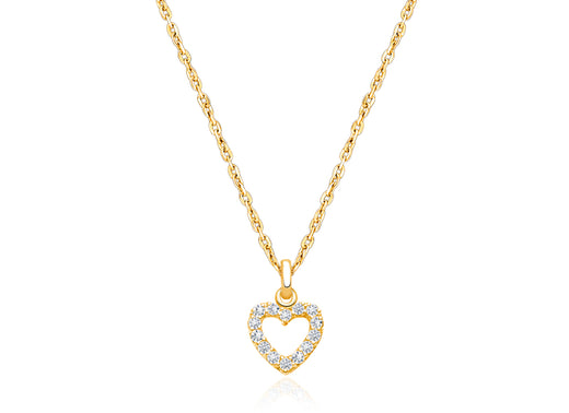 Pure Splendor Heart with Genuine Diamonds, Children’s Necklace for Girls – 14K Gold
