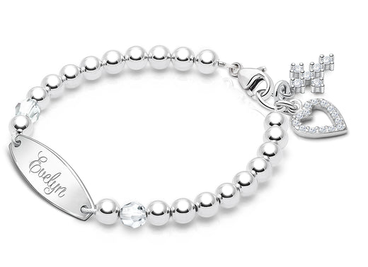 Tiny Blessings Birthstone, Christening/Baptism Baby/Children’s Engraved Bracelet for Girls – Sterling Silver