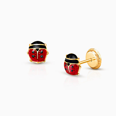 Teddy Bear Bliss, Clear CZ Baby/Children’s Earrings, Screw Back – 14K Gold