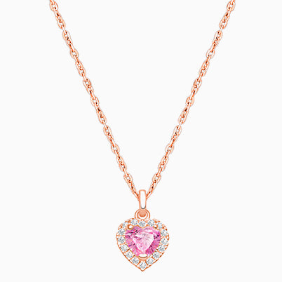 Sacred Heart with Genuine Diamond, Children’s Necklace for Girls – 14K Rose Gold
