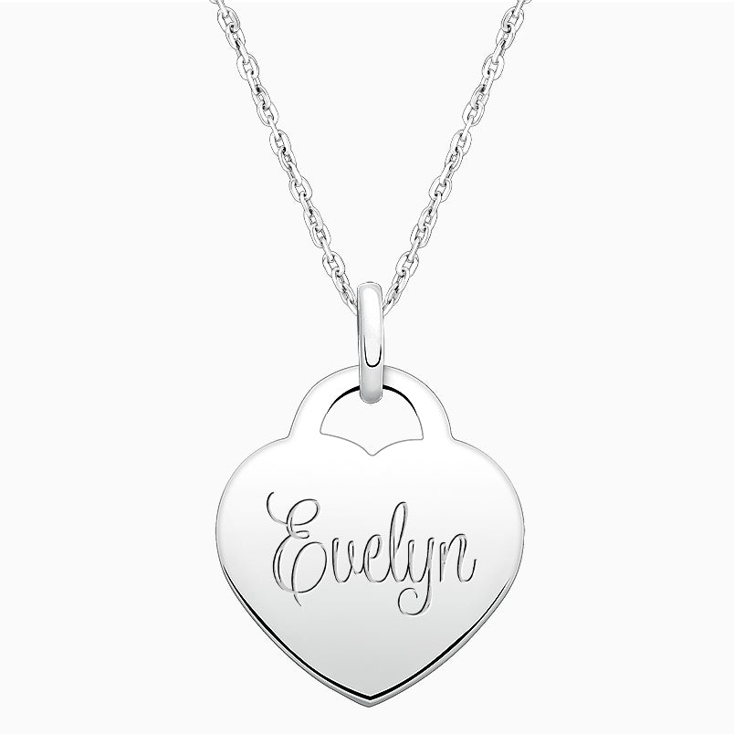 Small Heart, Engraved Teen’s Necklace for Girls (FREE Personalization) – Sterling Silver