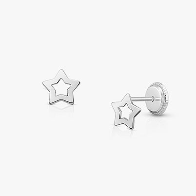 Moonlight Studs, Baby/Children’s Earrings, Screw Back – 14K Rose Gold