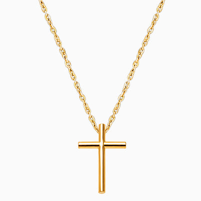 Rounded Cross, Children’s Necklace for Girls – 14K Rose Gold