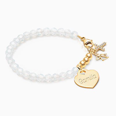 Heart Studs, 4mm Clear CZ Christening/Baptism Baby/Children’s Earrings, Screw Back – 14K Gold