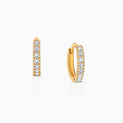 11mm Classic Huggie Hoops with Pearl Dangle, Baby/Children’s Earrings – 14K Gold