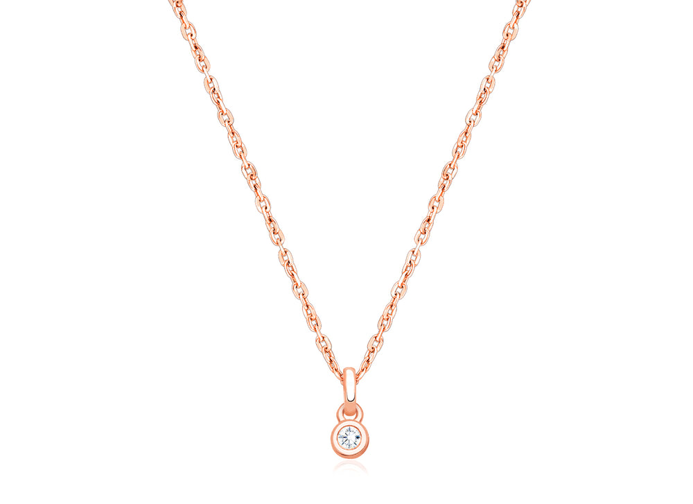 My 1st Diamond, Teeny Tiny Children’s Necklace with Genuine Diamond for Girls – 14K Rose Gold