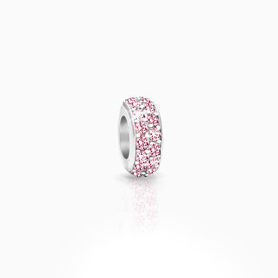 Infinite Love, Sterling Silver and Clear Pavé CZ’s Hearts Rondel – Children’s Adoré™ Charm