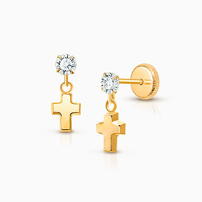 ‘S’ Initial Studs Personalized Baby/Children’s Earrings, Screw Back – 14K Gold