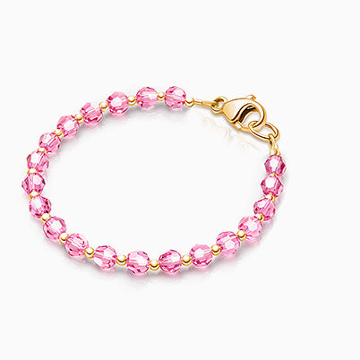 Heart – Pink CZ Bezel Set Baby/Children’s Individual Charm (Add to Your Existing Bracelet or Necklace) – 14K Gold