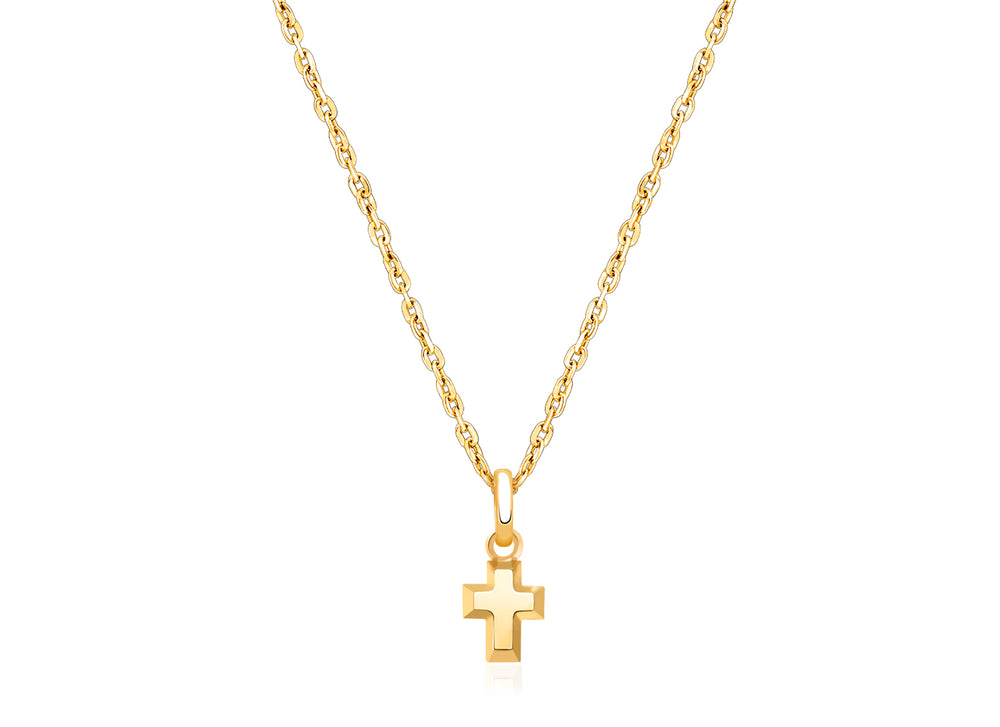 Simple Cross, Teeny Tiny Children’s Necklace for Girls – 14K Gold