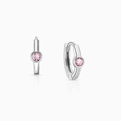 June Birthstone 9mm Huggie Hoops, Swarovski® Crystal Baby/Children’s Earrings – Sterling Silver