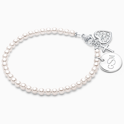 4mm Cultured Pearls, Mother’s Beaded Bracelet for Women – Sterling Silver