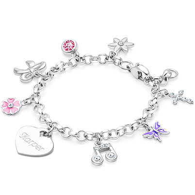Birthstone, First Holy Communion Name Bracelet for Girls – Sterling Silver