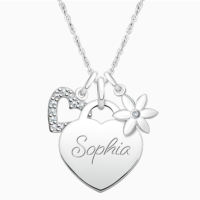 Baby Heart, Engraved Children’s Necklace for Girls (FREE Personalization) – Sterling Silver