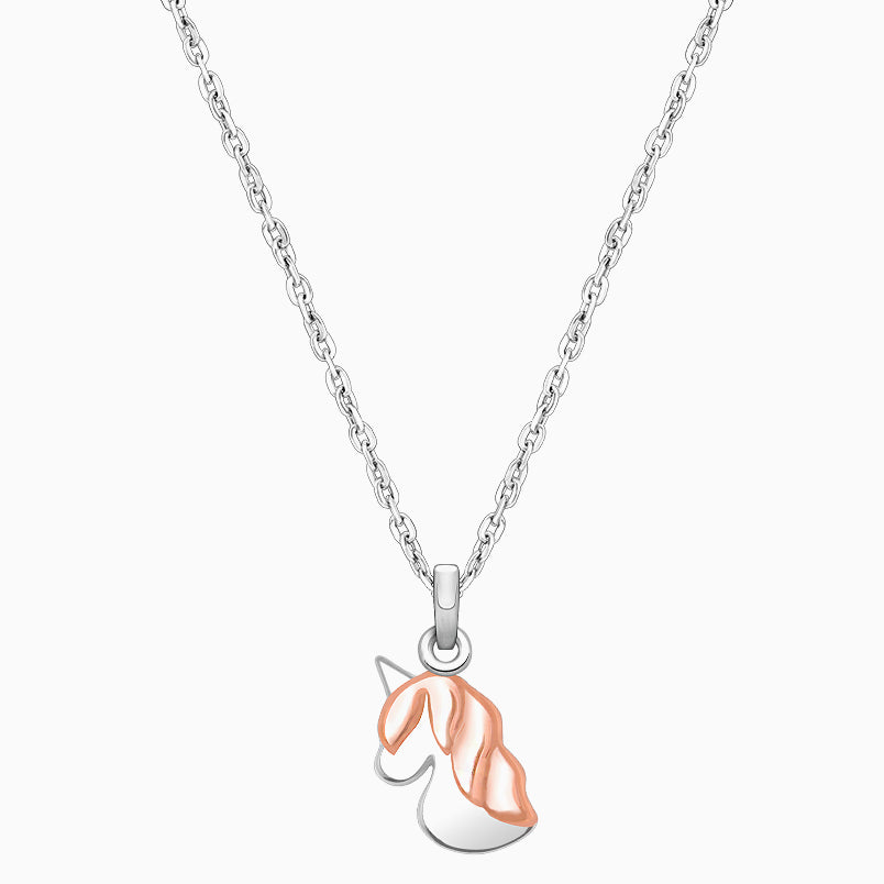 Rosabella™ Rose, Children’s 2-Tone Necklace for Girls – Sterling Silver
