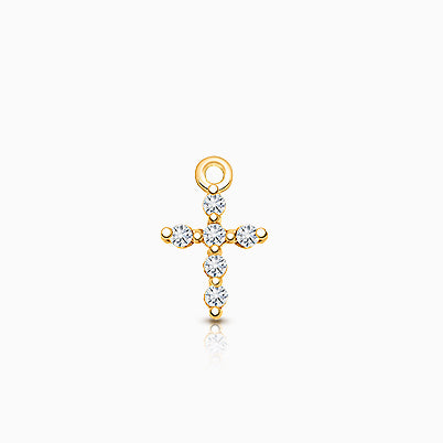 Cross – Modern Diamond Pavé Baby/Children’s Individual Charm (Add to Your Existing Bracelet or Necklace) – 14K Gold