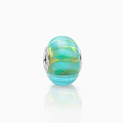 Vacation Waves, Sterling Silver and Aqua Swirl Murano Glass (Hand Made in Italy) – Children’s Adoré™ Charm