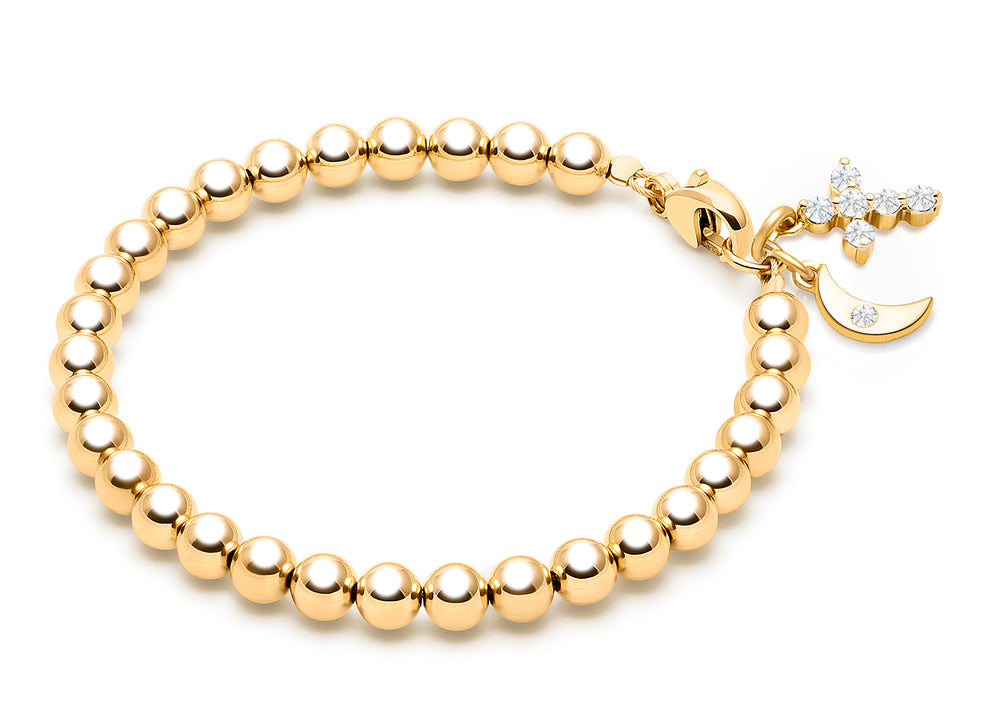 4mm Tiny Blessings Beads, First Holy Communion Beaded Bracelet for Boys – 14K Gold
