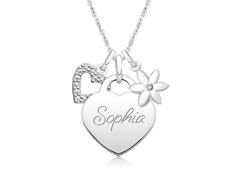 Small Heart “Design Your Own” Teen’s Necklace for Girls (50+ Optional Charms & FREE Engraving) – Sterling Silver