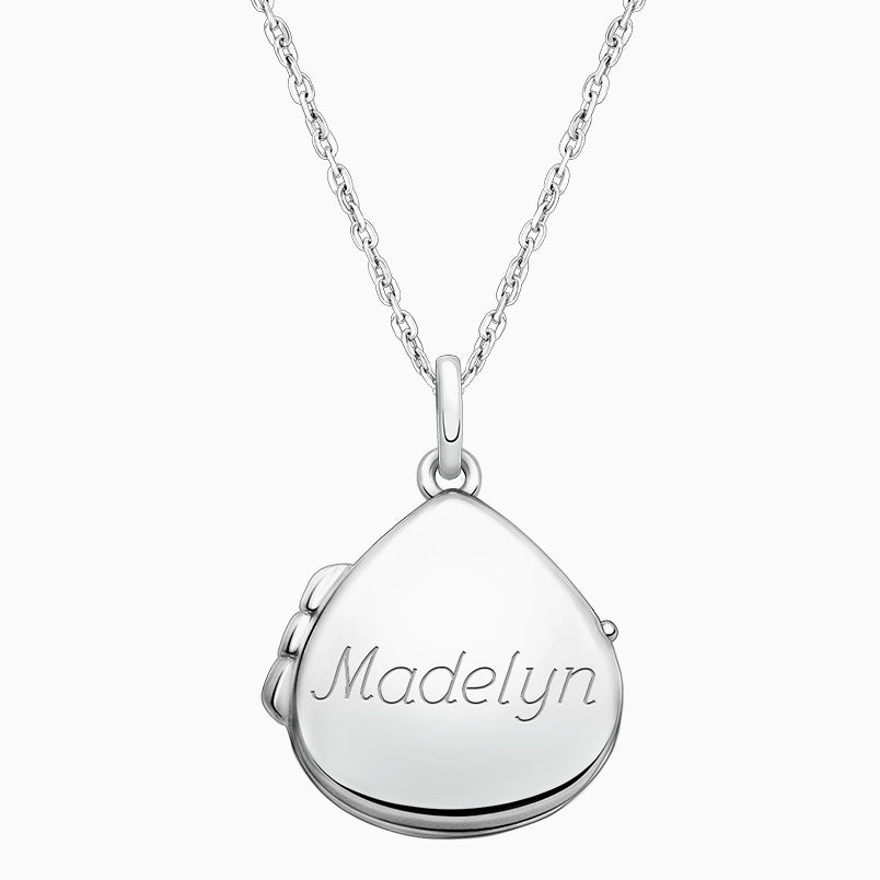 Teardrop Locket, Engraved Teen’s Necklace for Girls (FREE Personalization) – Sterling Silver