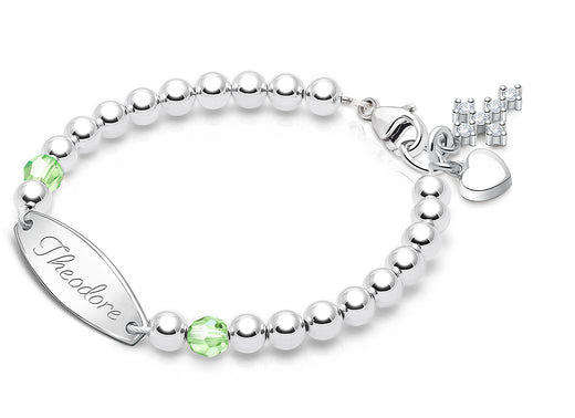 Tiny Blessings Birthstone, Baby/Children’s Engraved Bracelet for Boys – Sterling Silver