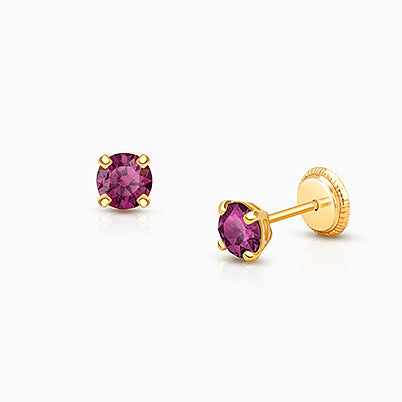 February Birthstone Studs, 4mm Swarovski® Crystal Baby/Children’s Earrings, Screw Back – 14K White Gold