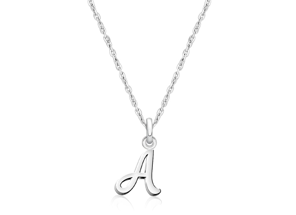 Cursive Initial, Communion Personalized Children’s Necklace for Girls (Optional Birthstone Charm) – Sterling Silver