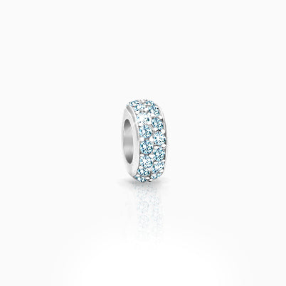March Birthstone, Sterling Silver and Aquamarine Blue Murano Glass (Hand Made in Italy) – Children’s Adoré™ Charm