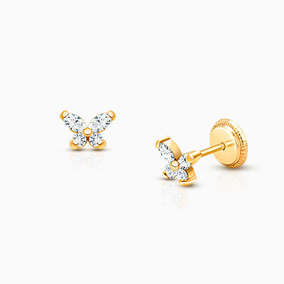 4mm Pearl Studs, First Holy Communion Children’s Earrings, Screw Back – 14K Gold