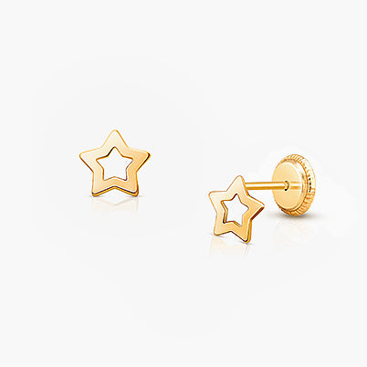 Wish Upon a Star, Baby/Children’s Earrings, Screw Back – 14K Rose Gold