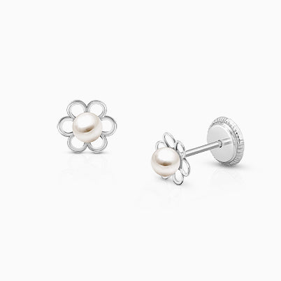 4mm Cultured Pearls, Baby/Children’s Name Bracelet for Girls – Sterling Silver