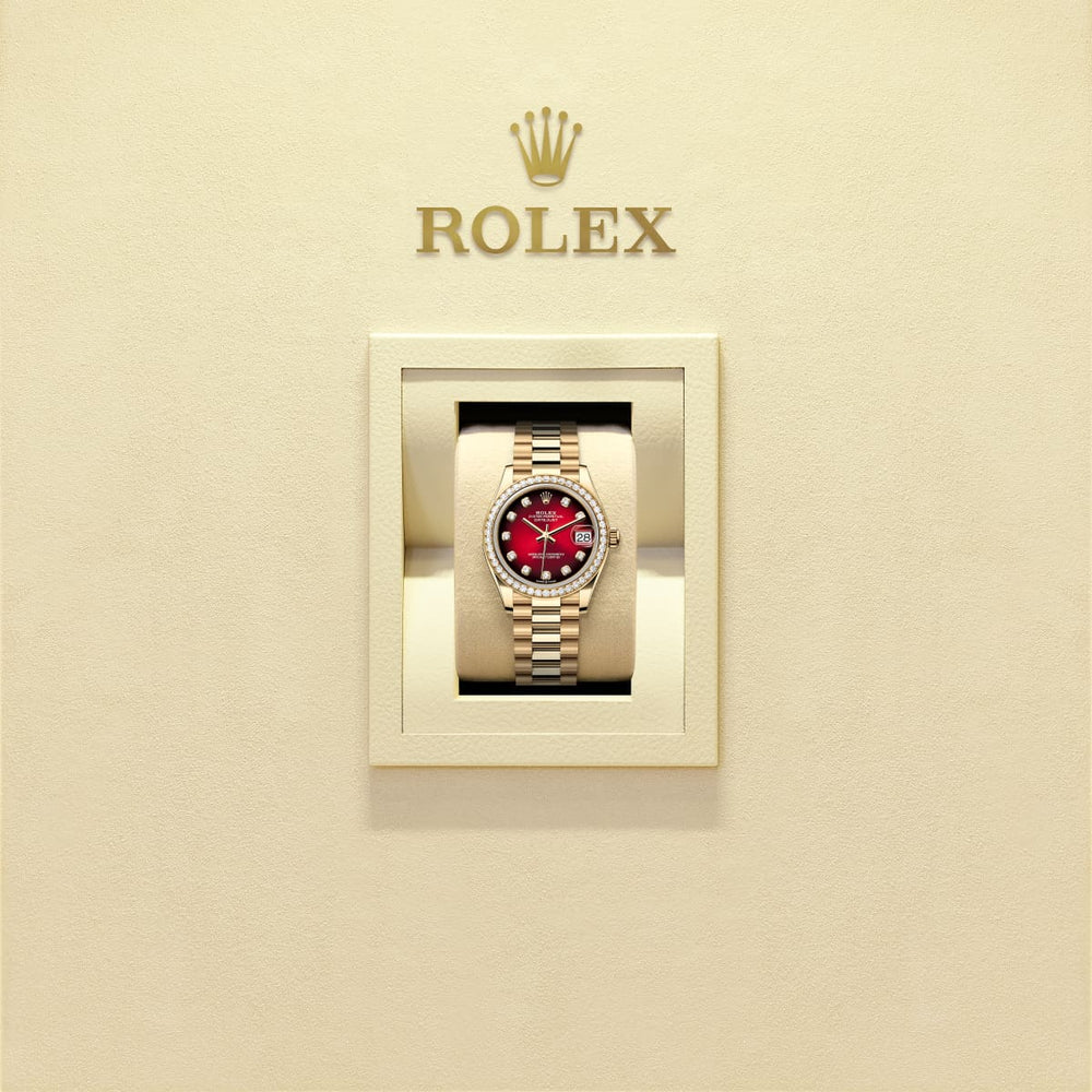 Unworn 2025, Datejust 31, 18k Yellow Gold, Diamond, Ref# 278288rbr-0041, box and papers