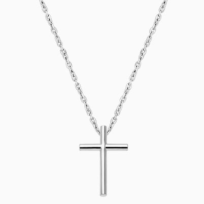 Small Sideways Cross Bar, Engraved Children’s Necklace for Girls (FREE Personalization) – Sterling Silver