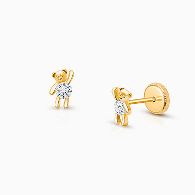 Paw Print, Baby/Children’s Earrings, Screw Back – 14K Gold