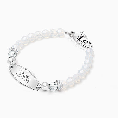 3mm Tiny Blessings Beads, Baby/Children’s Beaded Bracelet for Girls (INCLUDES Engraved Charm) – Sterling Silver