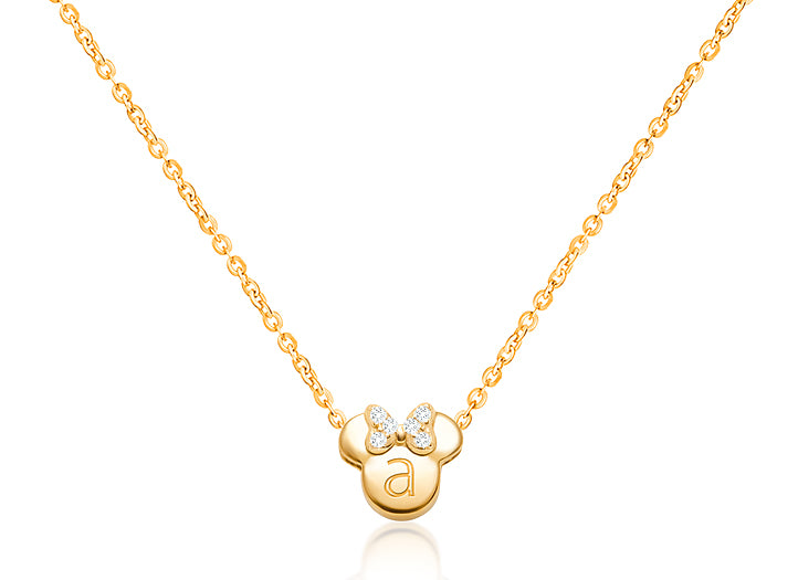 Mini Sliding Miss Mouse, Engraved Children’s Necklace for Girls (FREE Personalization) – 14K Gold