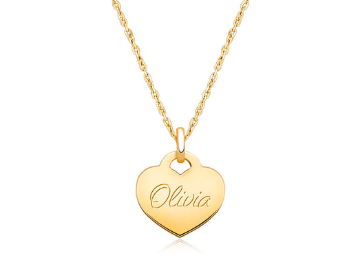 14K Gold Baby Heart, Engraved Teen’s Necklace for Girls (FREE Personalization) – 14K Gold