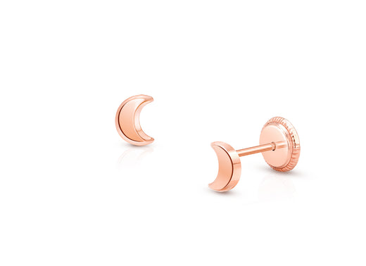 Moonlight Studs, Baby/Children’s Earrings, Screw Back – 14K Rose Gold