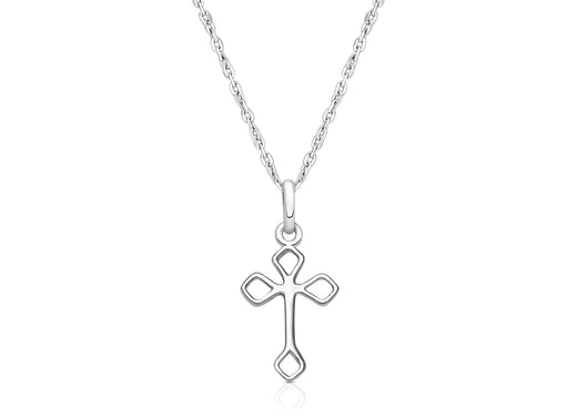 Diamond Point Cross, Children’s Necklace for Girls – Sterling Silver