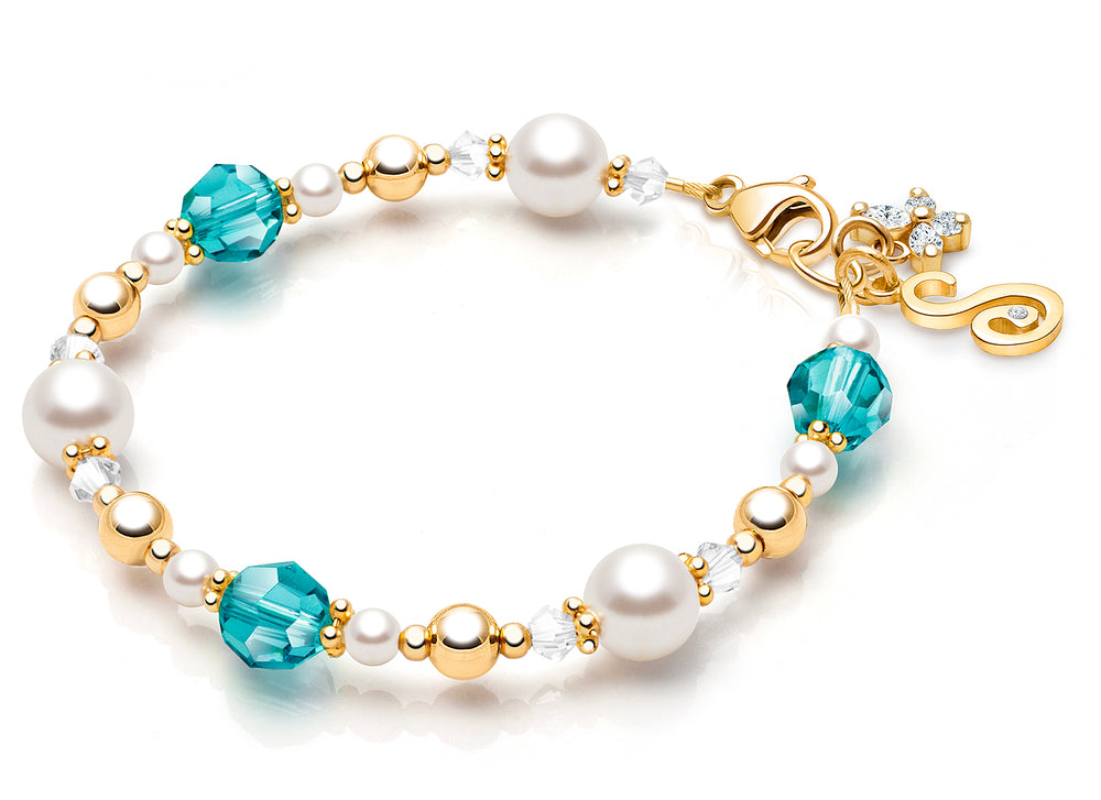 My Little Sunshine Birthstone, Baby/Children’s Beaded Bracelet for Girls (All 12 Birthstones Avail) – 14K Gold