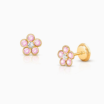 Gia™ Sweet Rose, Pink Opal Baby/Children’s Beaded Bracelet for Girls (INCLUDES Engraved Charm) – 14K Gold
