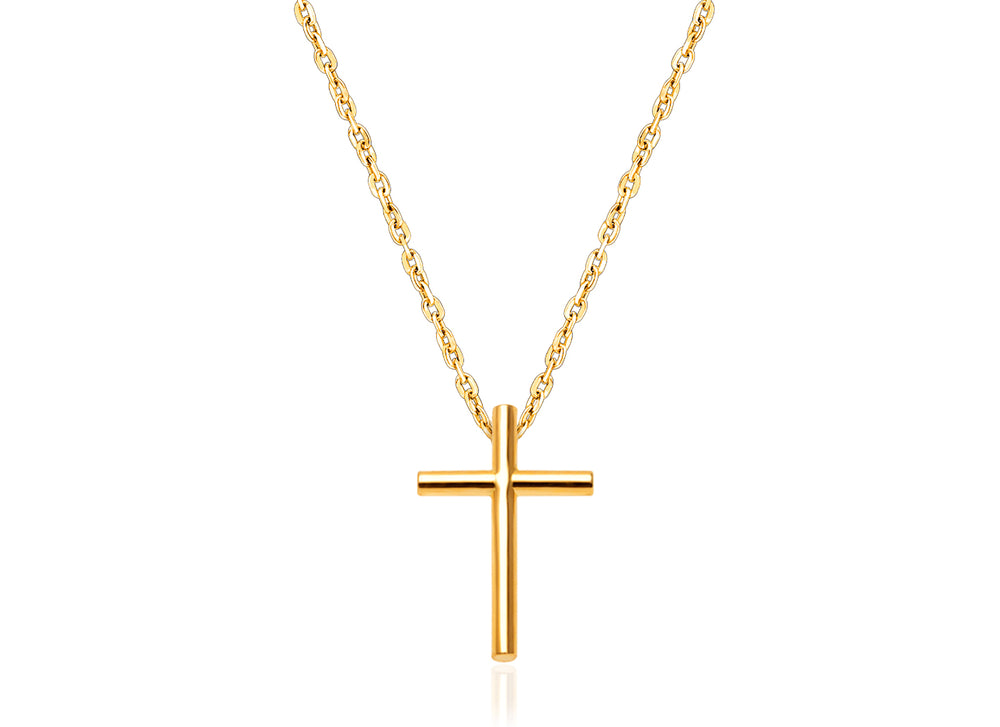 Rounded Cross, Children’s Necklace for Girls – 14K Gold