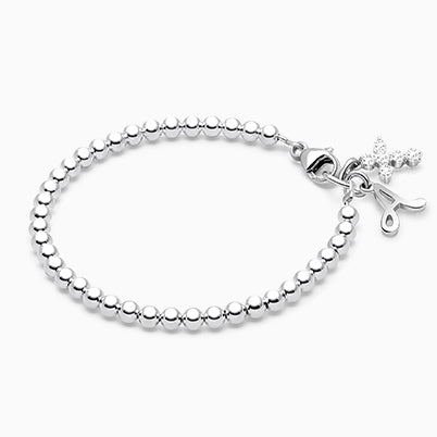 4mm Tiny Blessings Beads, Christening/Baptism Baby/Children’s Name Bracelet for Boys – Sterling Silver