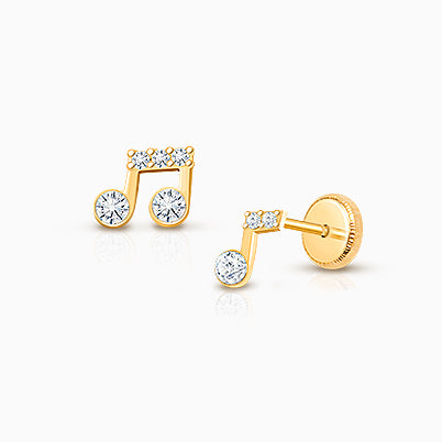 ‘Q’ Initial Studs Personalized Baby/Children’s Earrings, Screw Back – 14K Gold