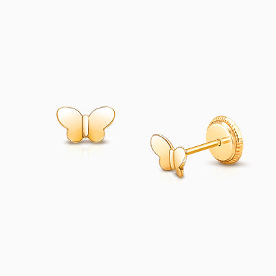 ‘J’ Initial Studs Personalized Baby/Children’s Earrings, Screw Back – 14K Gold